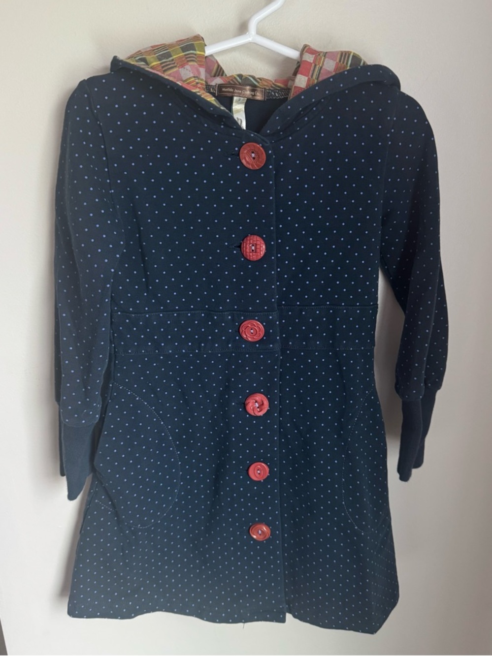 Matilda Jane Navy Polka Dotted Hooded Jacket Size 2